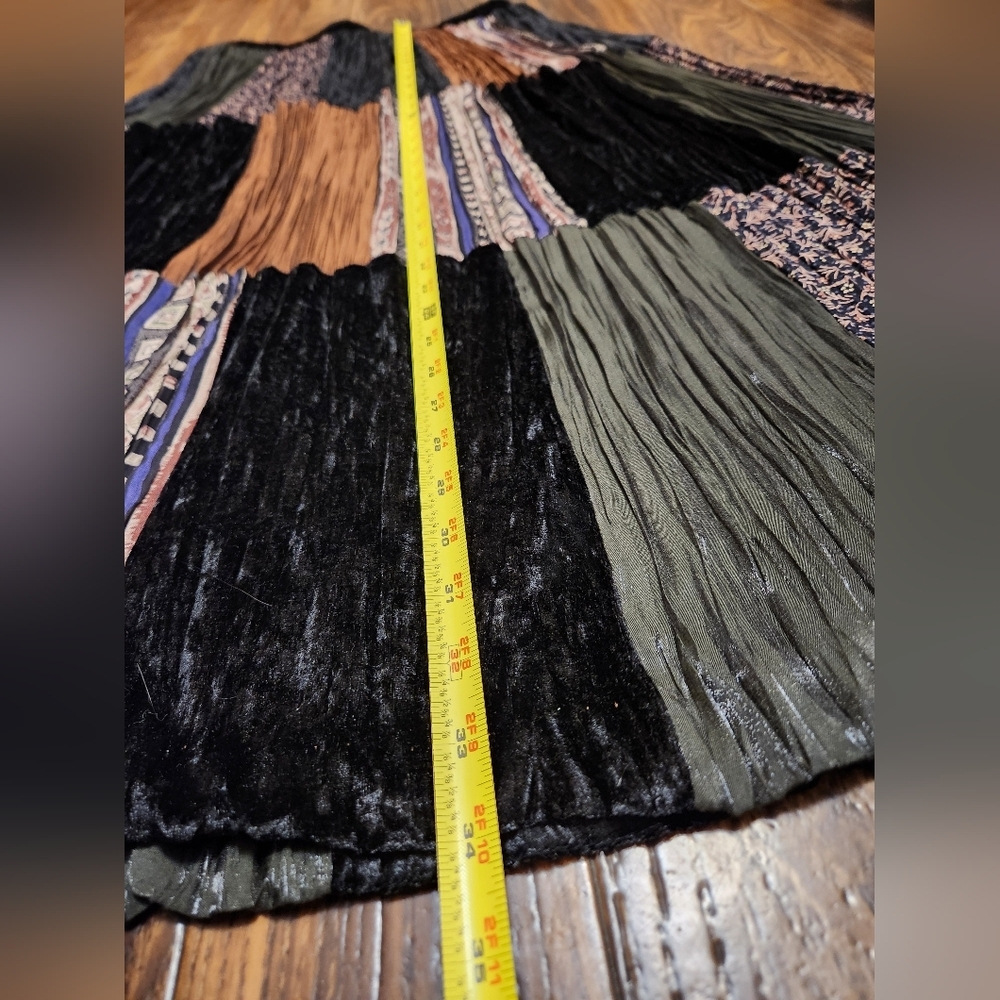 Stonebridge Petites Velvet Patchwork Maxi Skirt SZ MP Black Red Brown Blue Multi - Picture 7 of 9